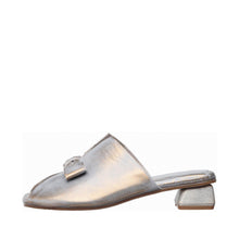 Womens Metallic Leather Bow Mules Low Block Heel Chic Comfort - Aqua - Thumbnail 2 | B02 Leigh