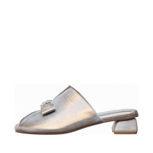 Womens Metallic Leather Bow Mules Low Block Heel Chic Comfort - Aqua - Thumbnail 3 | B02 Leigh