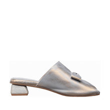Womens Metallic Leather Bow Mules Low Block Heel Chic Comfort - Aqua - Thumbnail 4 | B02 Leigh