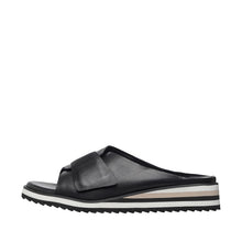 Womens Leather Crossover Slide Sandals Platform Sole Comfort Style - Black - Thumbnail 8 | B70 Padme Low