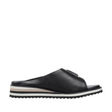 Womens Leather Crossover Slide Sandals Platform Sole Comfort Style - Black - Thumbnail 9 | B70 Padme Low