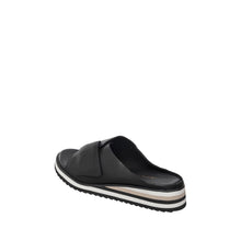 Womens Leather Crossover Slide Sandals Platform Sole Comfort Style - Black - Thumbnail 5 | B70 Padme Low