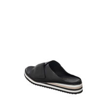 Womens Leather Crossover Slide Sandals Platform Sole Comfort Style - Black - Thumbnail 11 | B70 Padme Low