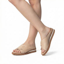 Womens Leather Crossover Slide Sandals Platform Sole Comfort Style - Make up - Thumbnail 1 | B70 Padme Low