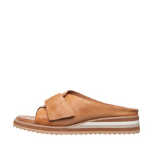 Womens Leather Crossover Slide Sandals Platform Sole Comfort Style - Taupe - Thumbnail 14 | B70 Padme Low