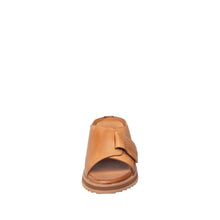 Womens Leather Crossover Slide Sandals Platform Sole Comfort Style - Taupe - Thumbnail 16 | B70 Padme Low