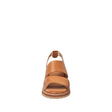 Womens Leather Slingback Platform Sandals Sporty Comfort Style - Tan - Thumbnail 9 | B71 Paige Low