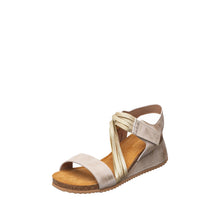 Womens Metallic Wedge Sandals Ankle Wrap Comfort Style - Natural - Thumbnail 1 | B82 Bianca Flex