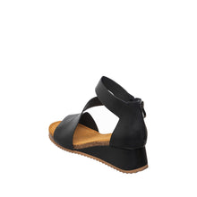 Womens Leather Cross Strap Wedge Sandals Comfort Style - Black - Thumbnail 5 | B86 Davi Flex