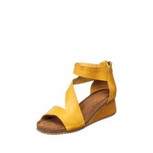 Womens Leather Cross Strap Wedge Sandals Comfort Style - Daffodil - Thumbnail 7 | B86 Davi Flex