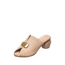 Womens Textured Block Heel Mule Sandals Modern Comfort - Stone - Thumbnail 1 | C13 Lydia