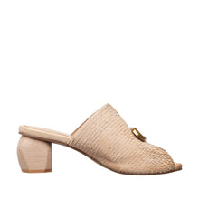Womens Textured Block Heel Mule Sandals Modern Comfort - Stone - Thumbnail 4 | C13 Lydia
