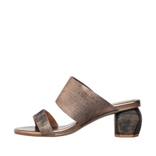 Womens Metallic Strap Block Heel Sandals Comfort Style - Bronze - Thumbnail 8 | C16 Bella