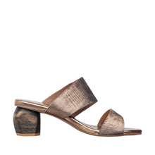 Womens Metallic Strap Block Heel Sandals Comfort Style - Bronze - Thumbnail 9 | C16 Bella