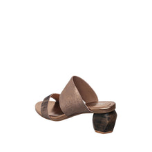 Womens Metallic Strap Block Heel Sandals Comfort Style - Bronze - Thumbnail 5 | C16 Bella