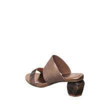 Womens Metallic Strap Block Heel Sandals Comfort Style - Bronze - Thumbnail 11 | C16 Bella