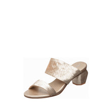 Womens Metallic Strap Block Heel Sandals Comfort Style - Light Gold - Thumbnail 2 | C16 Bella