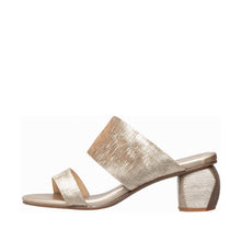 Womens Metallic Strap Block Heel Sandals Comfort Style - Light Gold - Thumbnail 3 | C16 Bella
