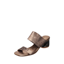 Womens Metallic Double Strap Block Heel Sandals Trendy Comfort - Bronze - Thumbnail 2 | C24 Bella