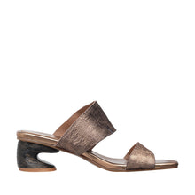 Womens Metallic Double Strap Block Heel Sandals Trendy Comfort - Bronze - Thumbnail 4 | C24 Bella