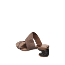 Womens Metallic Double Strap Block Heel Sandals Trendy Comfort - Bronze - Thumbnail 6 | C24 Bella