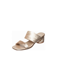 Womens Metallic Double Strap Block Heel Sandals Trendy Comfort - Light Gold - Thumbnail 7 | C24 Bella