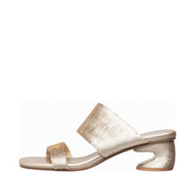 Womens Metallic Double Strap Block Heel Sandals Trendy Comfort - Light Gold - Thumbnail 8 | C24 Bella