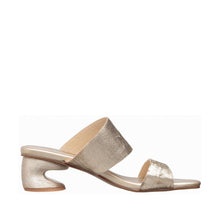 Womens Metallic Double Strap Block Heel Sandals Trendy Comfort - Light Gold - Thumbnail 9 | C24 Bella