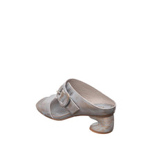 Womens Metallic Leather Buckle Sandals Low Block Heel Comfort - Aqua - Thumbnail 6 | C25 Laura