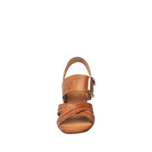 Womens Brown Leather Block Heel Sandals Buckle Strap Comfort - Taupe - Thumbnail 5 | C54 Angel
