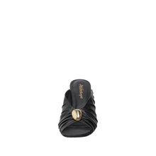 Womens Ruched Leather Mules Tortoise Block Heel Chic Comfort - Black - Thumbnail 5 | C58 Rachel