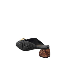 Womens Ruched Leather Mules Tortoise Block Heel Chic Comfort - Black - Thumbnail 5 | C58 Rachel