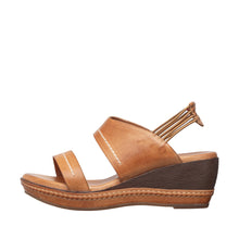 Womens Leather Wedge Sandals Ankle Strap Comfort Style - Tan - Thumbnail 2 | D09 Jax