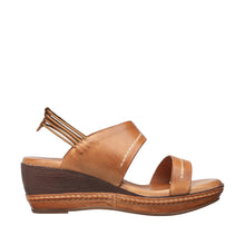 Womens Leather Wedge Sandals Ankle Strap Comfort Style - Tan - Thumbnail 3 | D09 Jax