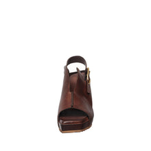 Womens Leather Slingback Wedge Sandals Platform Comfort Style - Chocolate - Thumbnail 5 | D16 Mindy