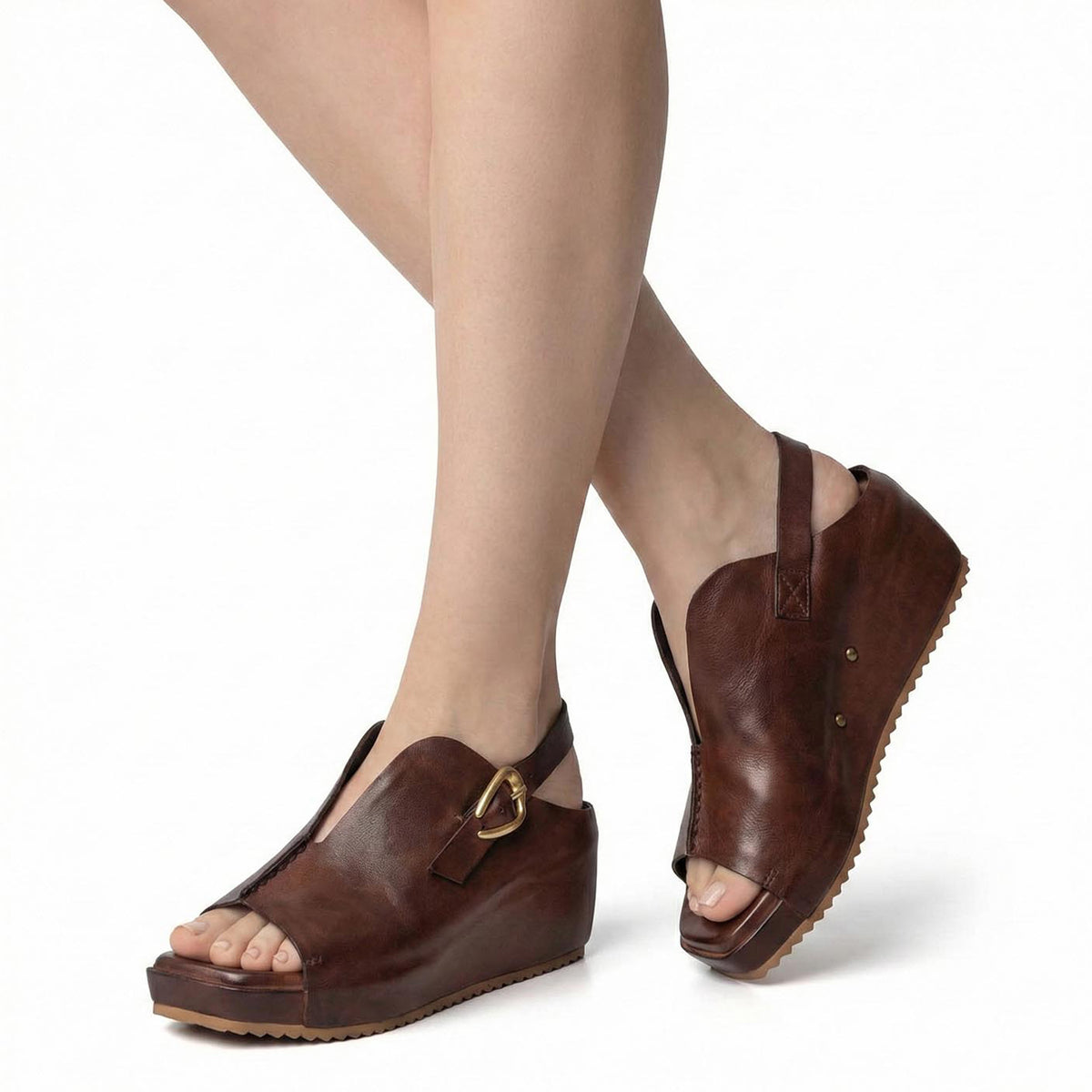 Womens Leather Slingback Wedge Sandals - Antelope Shoes