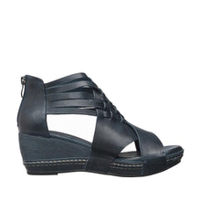 Womens Strappy Leather Wedge Sandals Back Zip Comfort Style - Dragonfly - Thumbnail 4 | D36 Tavi
