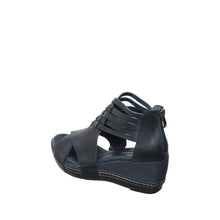 Womens Strappy Leather Wedge Sandals Back Zip Comfort Style - Dragonfly - Thumbnail 6 | D36 Tavi