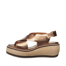 Womens Metallic Platform Slingback Sandals Wedge Comfort Style - Bronze - Thumbnail 3 | E37 Kylie