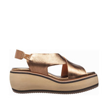 Womens Metallic Platform Slingback Sandals Wedge Comfort Style - Bronze - Thumbnail 3 | E37 Kylie