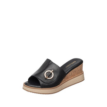 Womens Cork Wedge Slide Sandals Platform Comfort Style - Black - Thumbnail 1 | F06 Jupiter