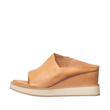 Womens Leather Platform Slide Sandals Wedge Comfort Style - Taupe - Thumbnail 2 | F11 Lily