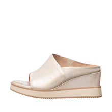 Womens Metallic Leather Wedge Slide Sandals Comfort Style - Natural - Thumbnail 2 | F12 Lily