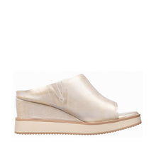 Womens Metallic Leather Wedge Slide Sandals Comfort Style - Natural - Thumbnail 3 | F12 Lily