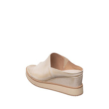 Womens Metallic Leather Wedge Slide Sandals Comfort Style - Natural - Thumbnail 5 | F12 Lily