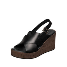 High Platform Cork Wedge Sandals – Elevated Style - Black - Thumbnail 1 | H34 Aly