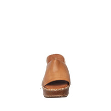 Womens Leather Platform Wedge Mules Slip On Comfort - Tan - Thumbnail 5 | H53 Alyssa