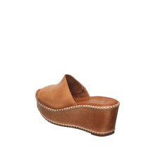 Womens Leather Platform Wedge Mules Slip On Comfort - Tan - Thumbnail 6 | H53 Alyssa