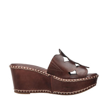 Womens Woven Leather Wedge Sandals Platform Comfort Style - Coffee - Thumbnail 3 | H54 Opal