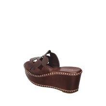 Womens Woven Leather Wedge Sandals Platform Comfort Style - Coffee - Thumbnail 5 | H54 Opal